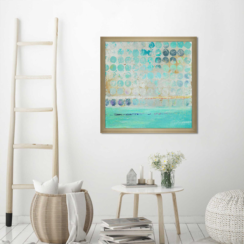 «Dots on Silver» par Patricia Pinto - Peinture, Encadrement champagne, H 37,5 po x l 37,5 po x P 1 po