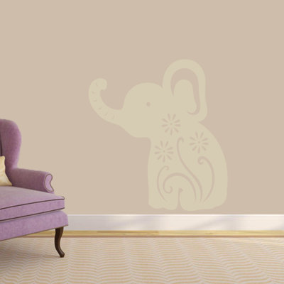 Décalcomanie murale éléphant floral