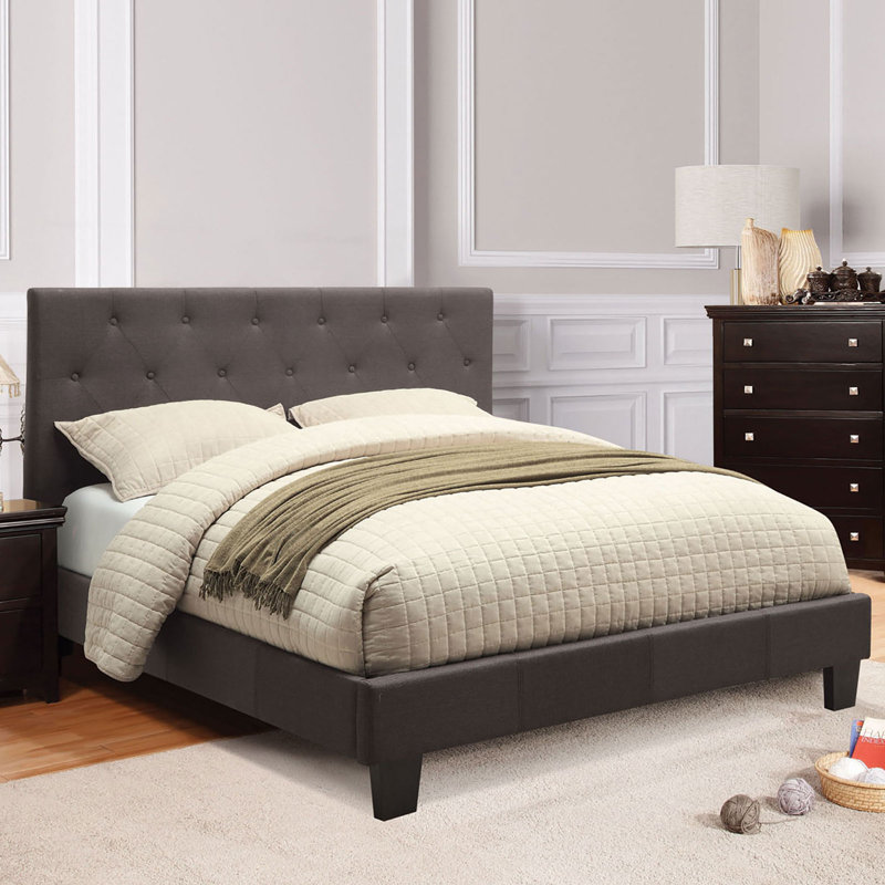 Glenboro Upholstered Platform Bed, Full, Gray