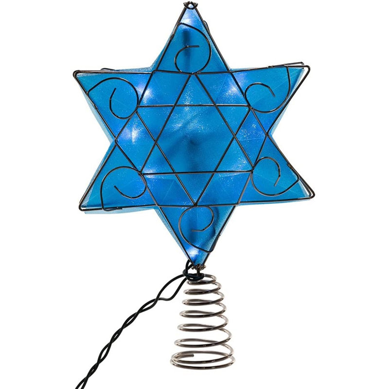 Kurt Adler UL 10-Light LED Silver and Blue Shimmer Star Treetop