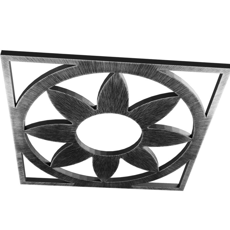 Médaillon de plafond percé en PVC de qualité architecturale Blume, H 28 po x l 28 po x P 0,75 po, Argent antique
