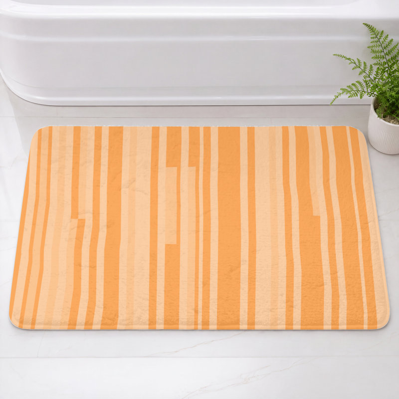 Tapis de bain à rayures verticales, L 34 po x L 21 po, Orange clair orange foncé