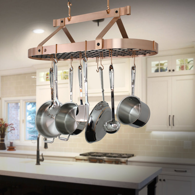 Handcrafted 36" French Oval Ceiling Pot Rack with 18 Hooks