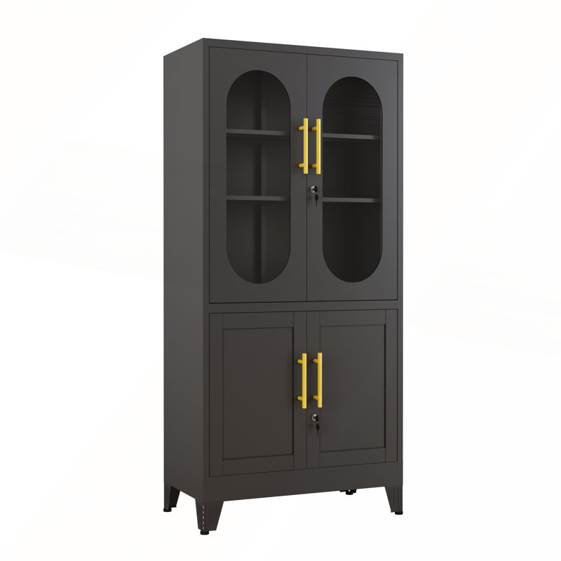 Armoire de rangement verrouillable polyvalente en fer, Noir