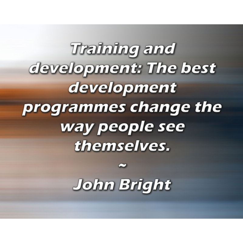 Toile tendue d'ArtsyQuotes par John Bright: «Entraînement et développement: les meilleurs programmes de développement changent la façon dont les gens se regardent.»