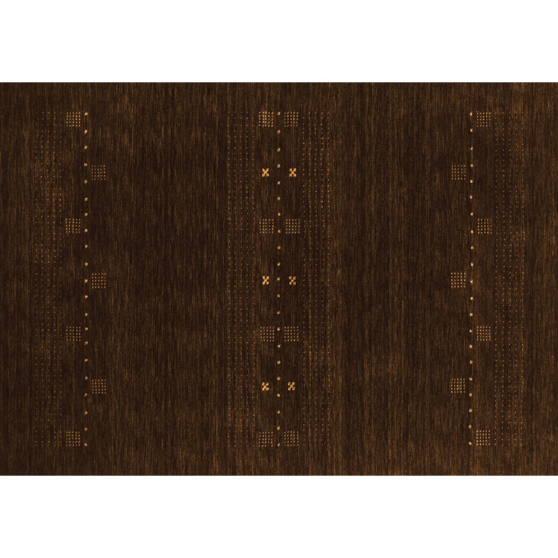 Tapis en chenille / polyester Sohib tissé à la machine en brun foncé / gris / beige, Rectangle 2 pi x 4 pi