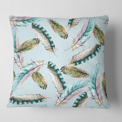 Plumes d'oiseaux sur housse de coussin carré et insert