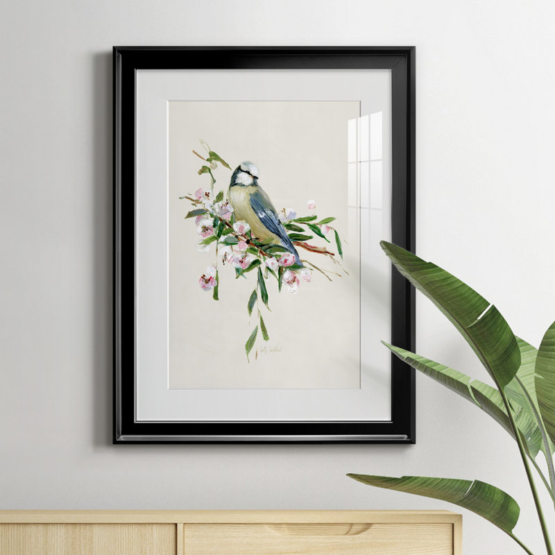 Spring Spring Blue Bird - peinture encadrée, H 22,5 po x l 30,5 po x P 1,5 po, Noir