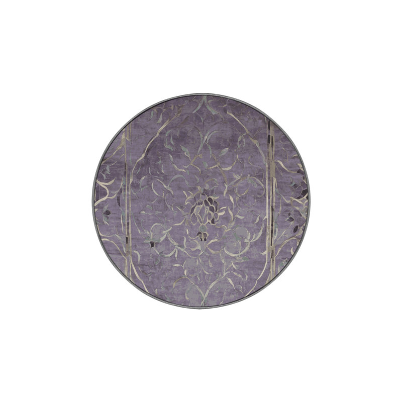 Tapis rose soyeux et moelleux, Rond 8 pi