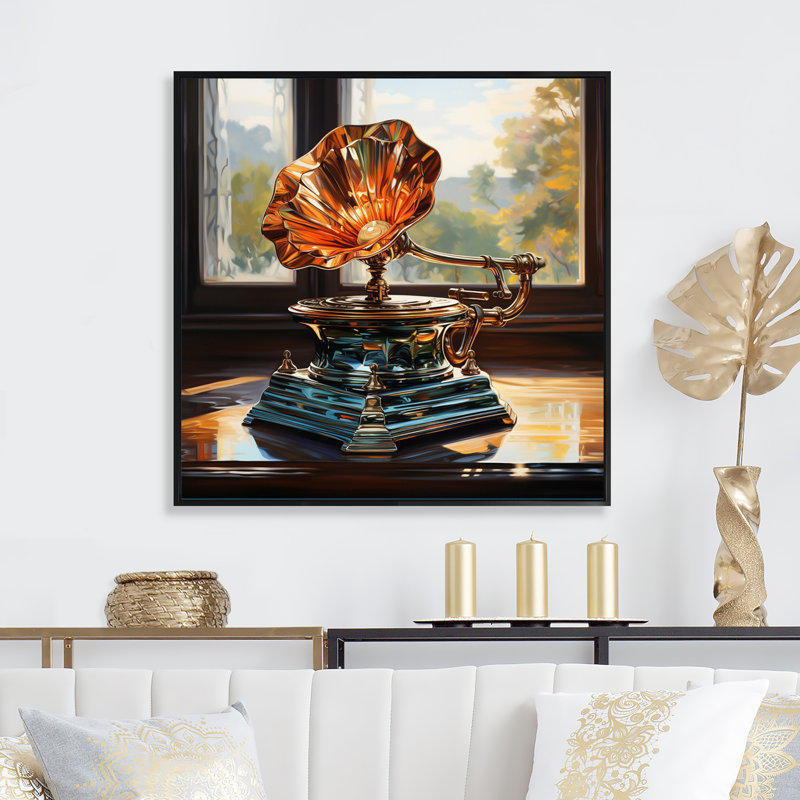 Gold Phonographs Melodic Reflections I - impression, Toile avec cadre flottant noir, H 16 po x l 16 po