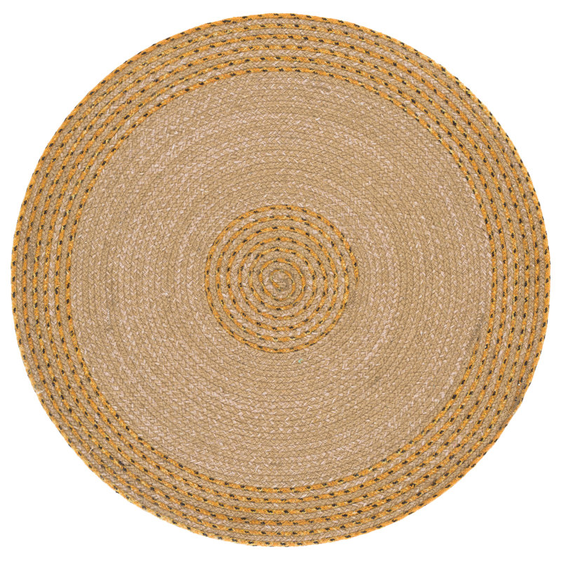 Braided Hand Woven No Pattern Indoor Rug, 4'-0" x 4'-0" Round