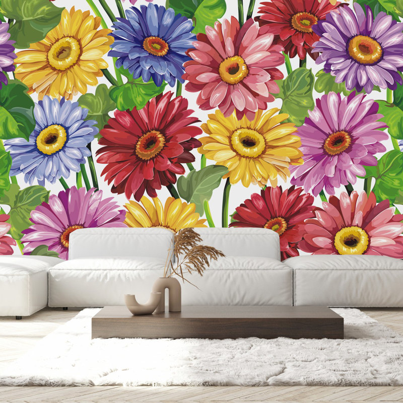 Kimihide Peel & Stick Floral Wallpaper, 8.33' W x 8.33' L
