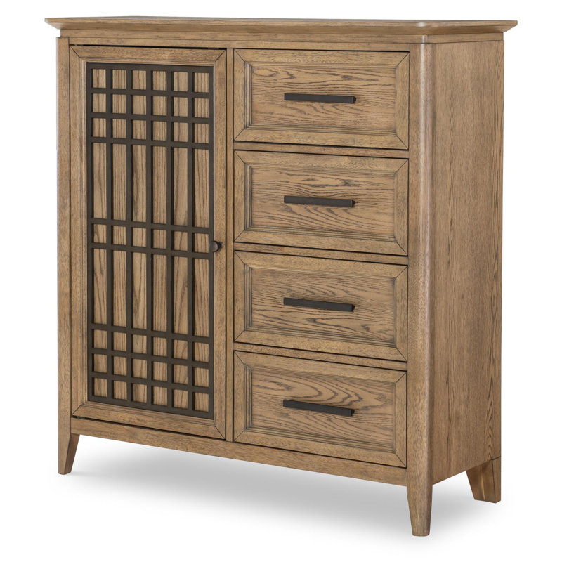 Commode de porte (1 porte, 3 tablettes, 4 tiroirs)