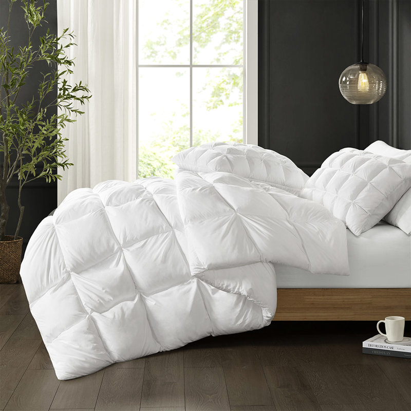 Full/queen Overfilled Comforter, Down Alternative Fill, 100% Microfiber, 3d Puff Stitching, Jump Tack Design, Even Winter Warmth, Corner Loops, - For Lofty Appearance, Stitched, Quilting,