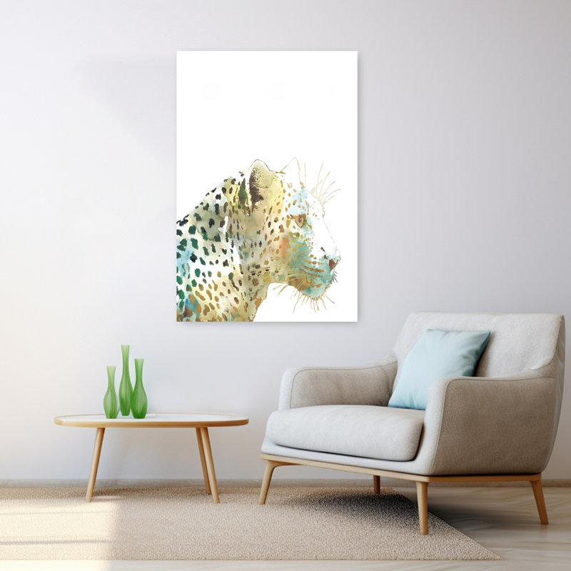 Art africain, léopard africain abstrait contemporain, chat, nature, art mural, H 48 po x l 32 po
