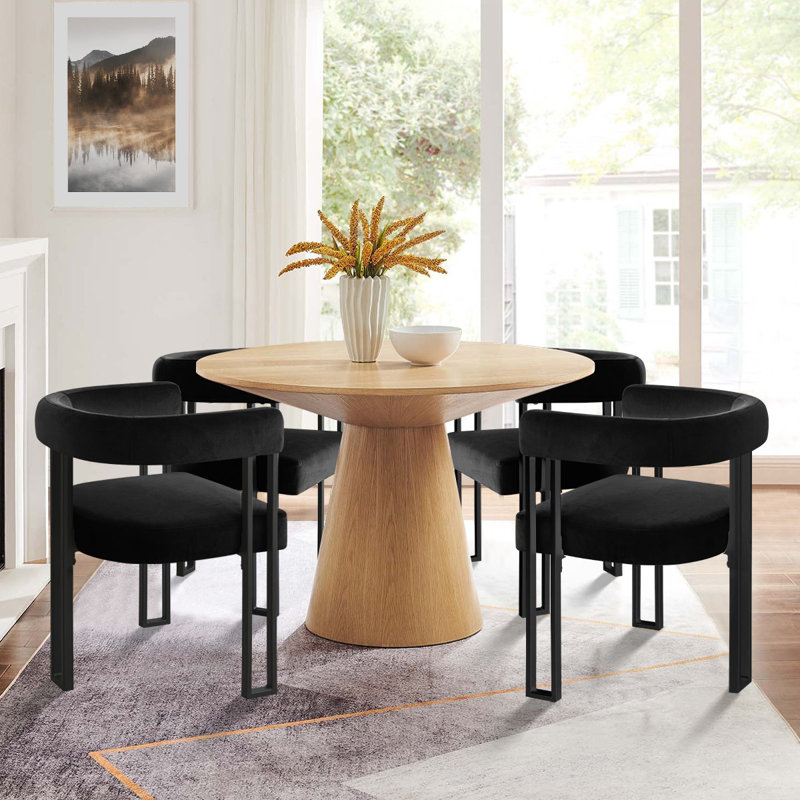Beore 18.5"Stain Resistant Velvet Armchair, Black