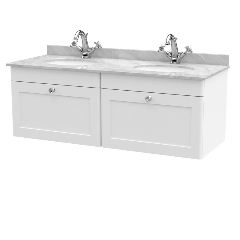 Classique 1220mm Double Bathroom Vanity with Undermount Vitreous China Basin, Satin White
