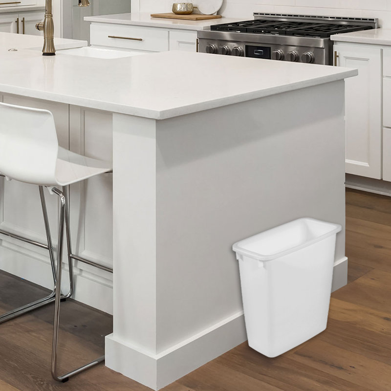 White Rectangular 21 Quart Plastic Open-Top Wastebasket
