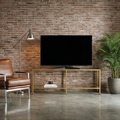 Meuble télé en métal de luxe pour téléviseur de 55 po ou moins avec verre trempé