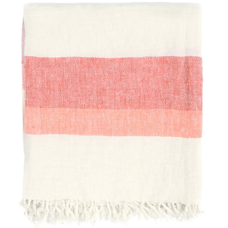 Hand Woven Throw Blanket, Coral