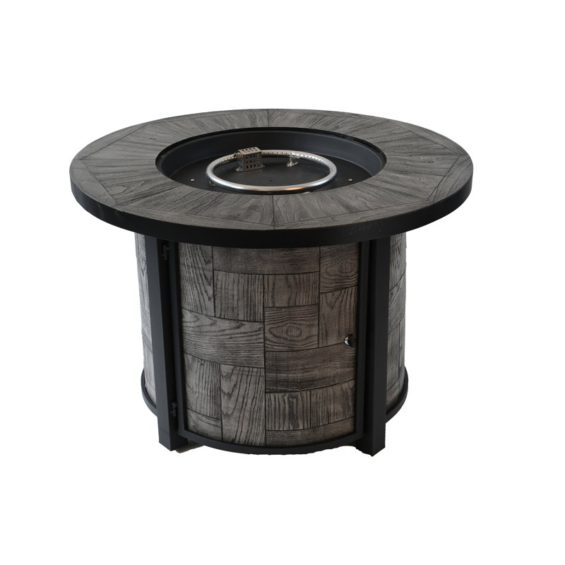 Outdoor Propane Fire Pit - Square Stonecrest Gas Fire Pit for Patio, 50,000 BTU Concrete Table with Lava Rocks & Waterproof Cover