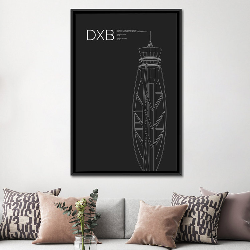" Dubai " by 08 Left, 26" H x 18" W x 1.5" D, Black Framed Canvas, No Mat
