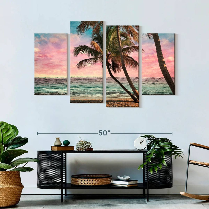 " Mesmerizing Beach " 4 - Pieces, 32" H x 52" W x 1.25" D