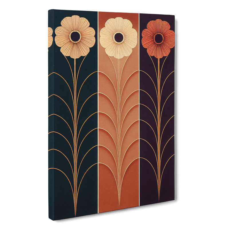 Retro Flowers No.1 - Wrapped Canvas, 50cm H x 35cm W x 3cm D