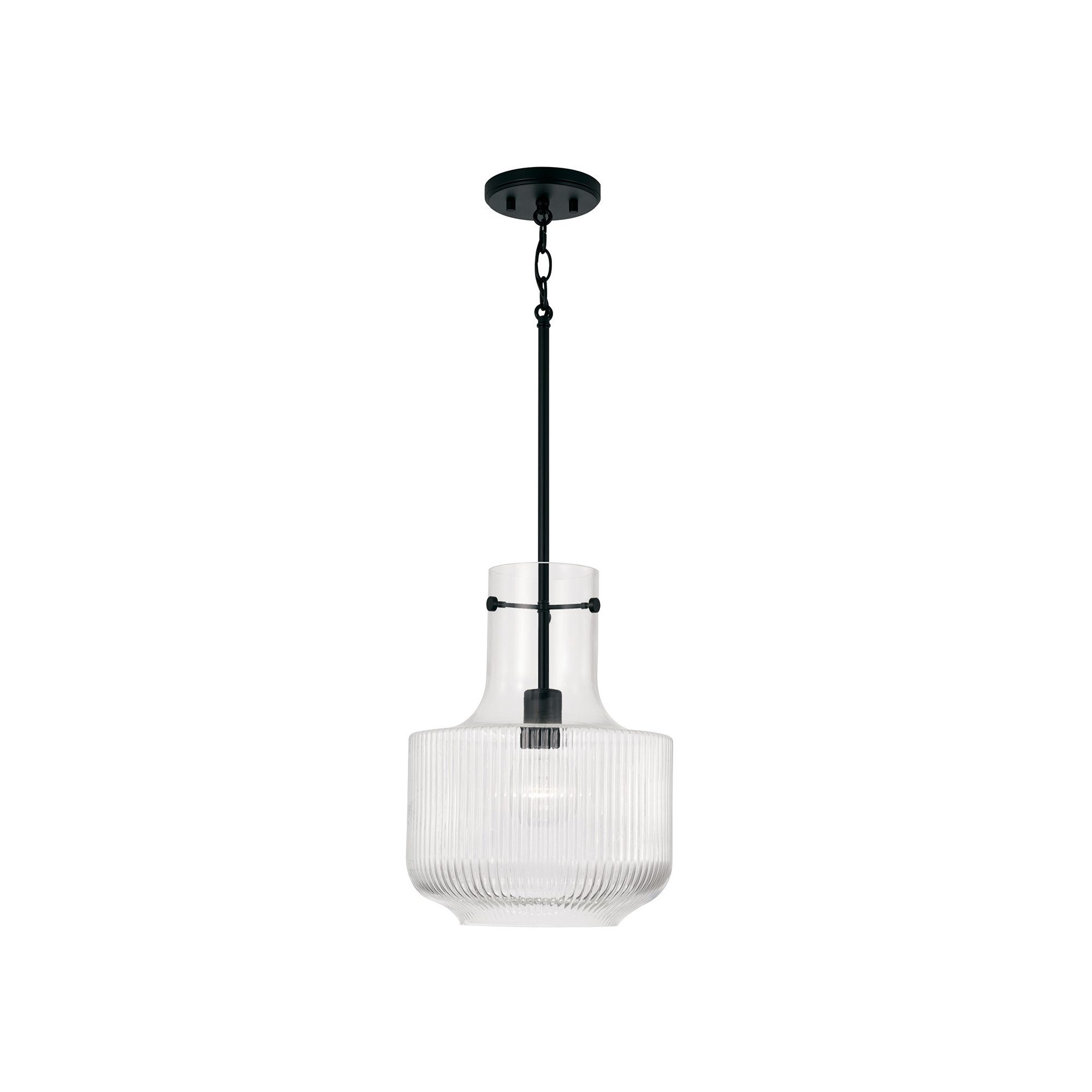 Altera Single Light Glass Dimmable Pendant, Matte Black
