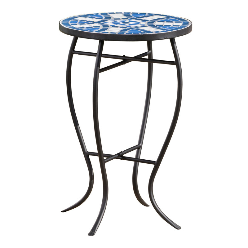 Superbe table d'extérieur avec carreaux de céramique: base en fer bleu et blanc Dans le style: Structure