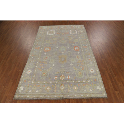 Vegetable Dye Gray Oushak Turkish Area Rug 6x11