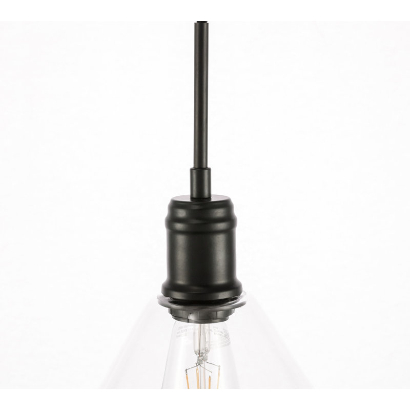 Luminaire suspendu conique à 1 lumière Sturm, Noir, H 12,6 po x l 13,75 po x p 13,75 po