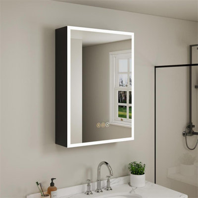Tyrise 20''W x 28'' H LED Medicine Cabinet with Mirror, Extra-Large Storage Space, Dimmable Light, Defogger, Adjustable Shelves,  Recessed or Surface Mount, Left Hinge