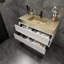 Meuble-lavabo mural blanc brillant de 42 po avec lavabo en acier doré Lux