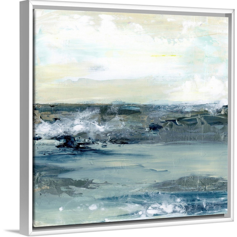 Reproduction d’art sur toile, "Coastal blues I" par Lila Bramma, Cadre flottant blanc, H 32 po x l 32 po x P 1,75 po