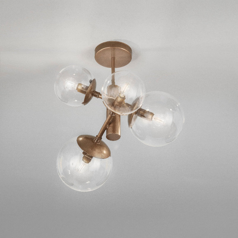 Plafonnier semi-encastré 4 lumières Global, Bronze