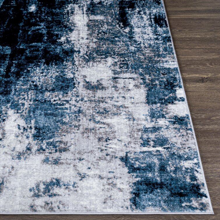 Cornwell Abstract Aqua/Navy Area Rug Steelside Rug Size: Rectangle 6'7 x 9