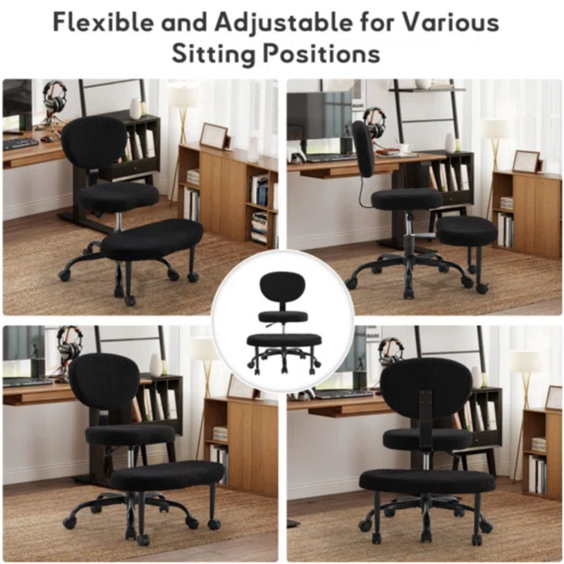 Olamide 25.8" Wide Modern Upholstered Ergonomic Cross Chair With Adjustable Height, Desk Kneeling Chair For Yoga Office