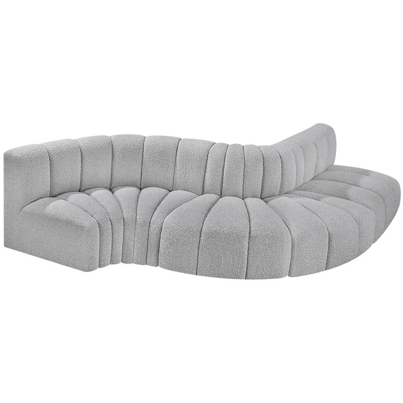 Canapé et méridienne Hiu, Tissu gris bouclé