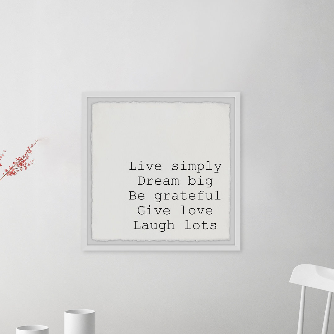 Live Simply Dream Big III - Picture Frame Painting Print on Paper