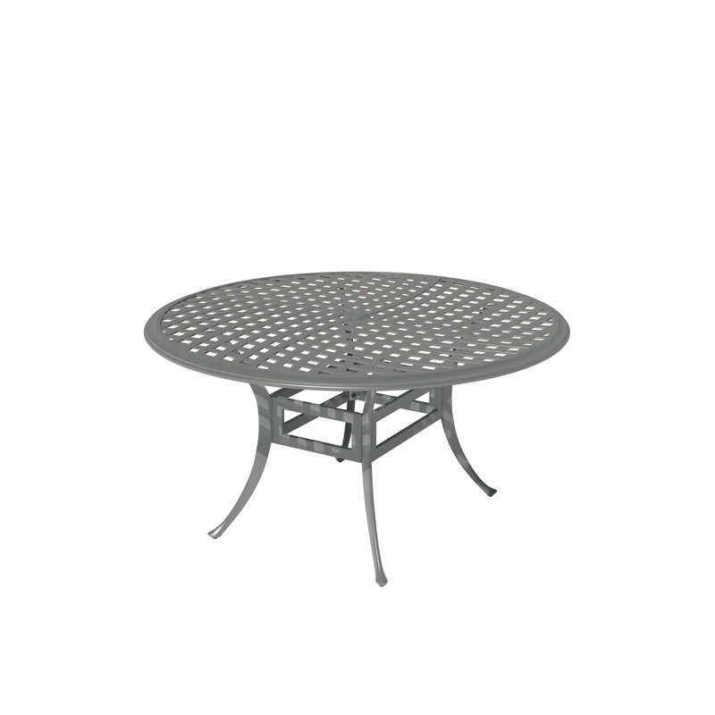 53" Powder Coated Cast Aluminum Outdoor Dining Table With Umbrella Hole