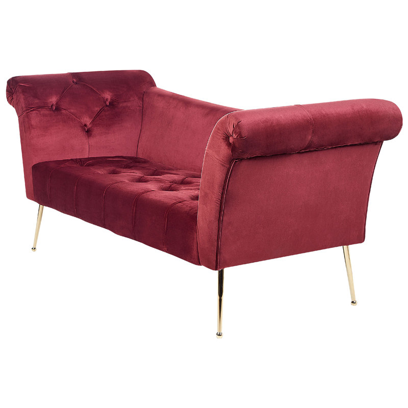 Lotsee Velvet Chaise Lounge, Red