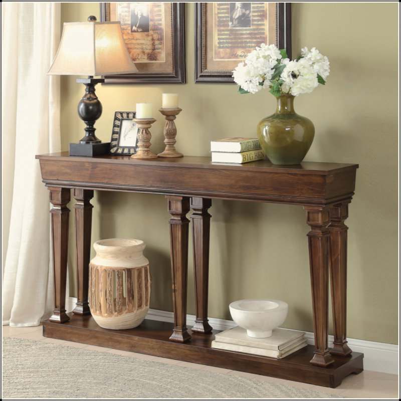 Oak Console Table With Bottom Shelf