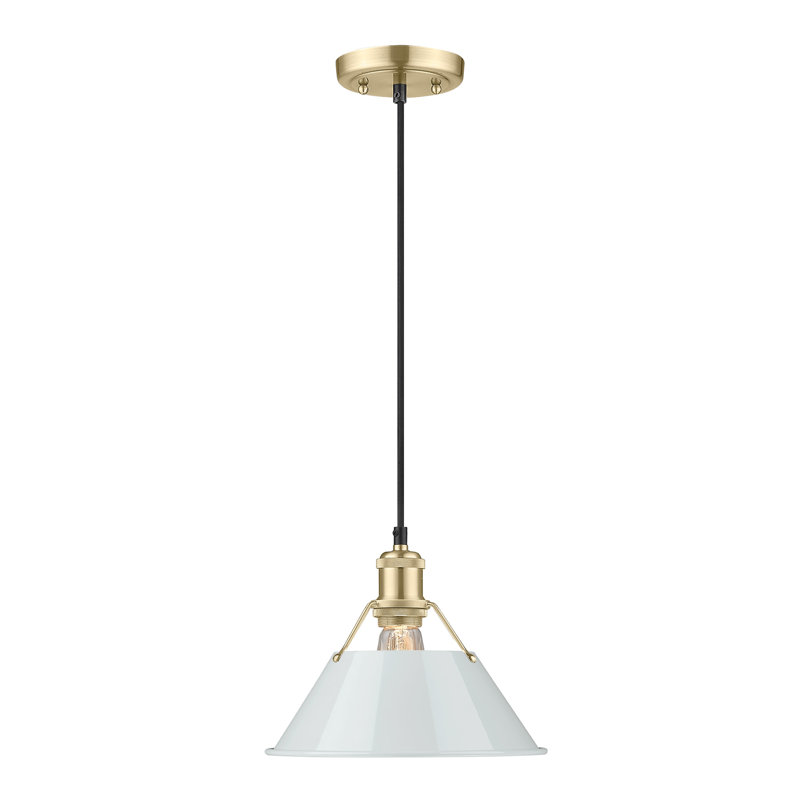 Luminaire suspendu conique à 1 lumière Weatherford, Bronze champagne brossé, H 130 po x l 10 po x P 10 po, Bleu sombre