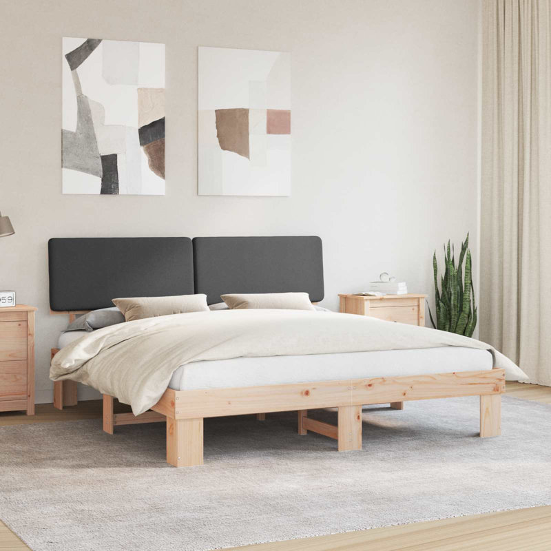 Super King (6') Solid Wood Bed Frame, Natural/Dark Grey