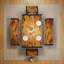 Ensemble de salle à manger pour 6 personnes Pendry, table de salle à manger avec 2 bancs longs et 2 bancs courts-1812569330