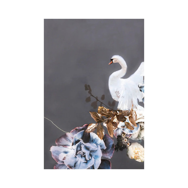 Swan Gold II by Design Fabrikken - Wrapped Canvas Painting, 20.32 cm H x 30.48 cm W