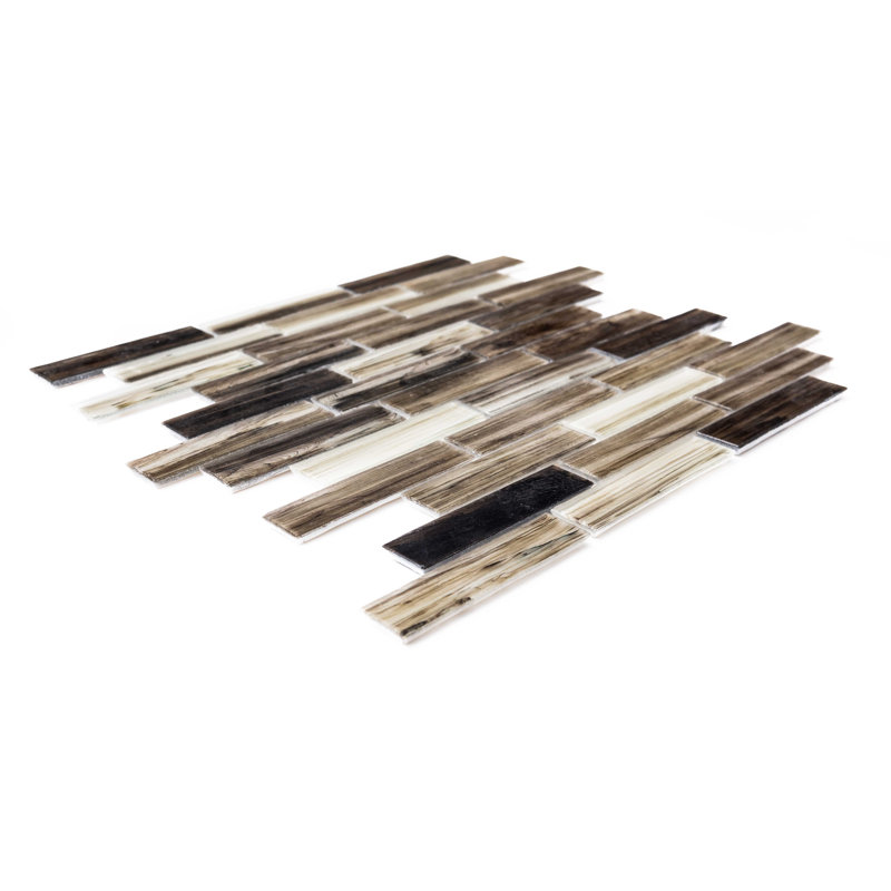Island Antiqua 1" x 4" Glass Linear Mosaic Wall Tile, Brown