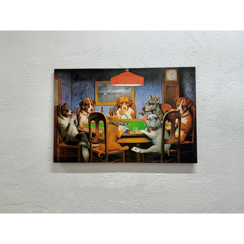 Toile imprimée: Dogs jouer au poker par Cassius Coolidge, toile tendue 1P, 43,3 po H x 98,4 po l