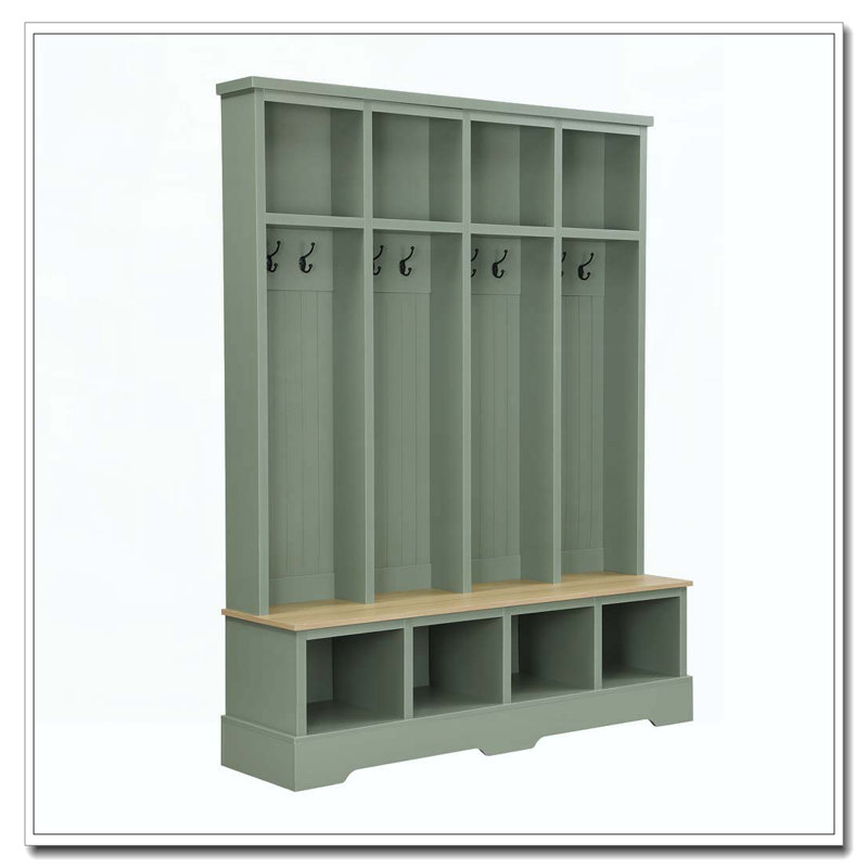 Hall Tree with 8 Hooks, Mint Green